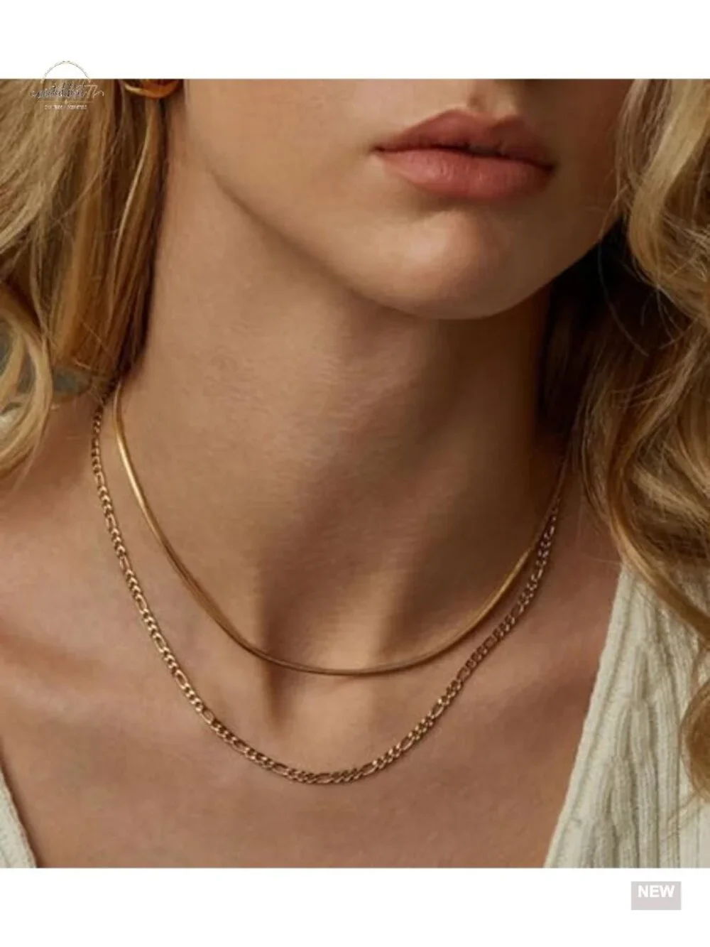 3 Pcs 14K Gold Plated Layered Paperclip and Box Chain Necklace Set Stackable